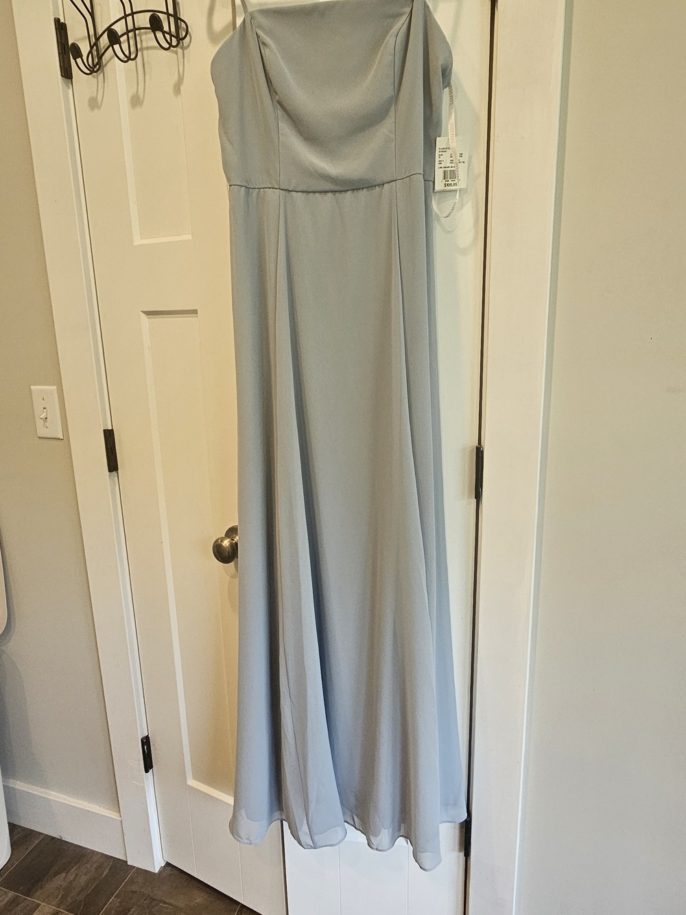 Strapless Light Blue Chiffon Evening Dress